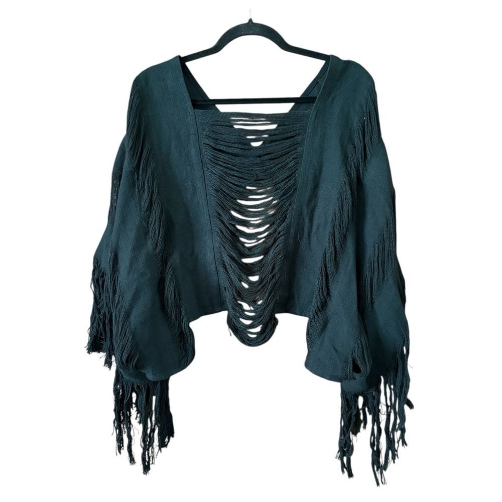 Utopie Ibeza Black Fringe Boho Top One Size Bohemian Goth Grunge Festival